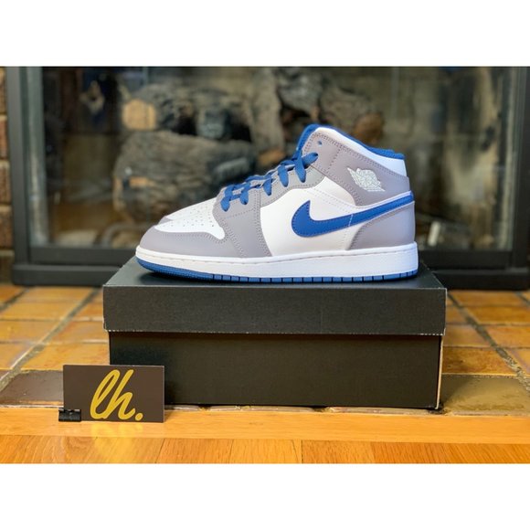 Jordan Other - Size 5y/6.5w Air Jordan 1 Mid “True Blue Cement” Athletic Basketball Sneakers DQ